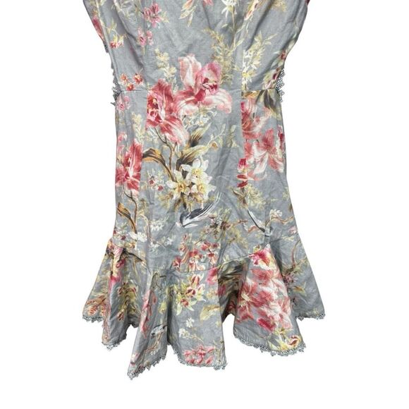Zimmermann Floral Lace-UpโBack Mini Dress, Size 6 US - Picture 8 of 16